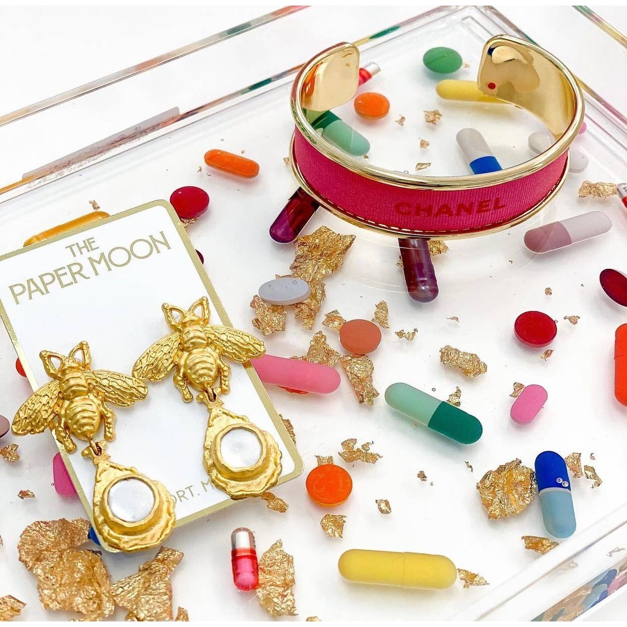 Pill + Gold Small Acrylic Tray – Classic Prep Monograms