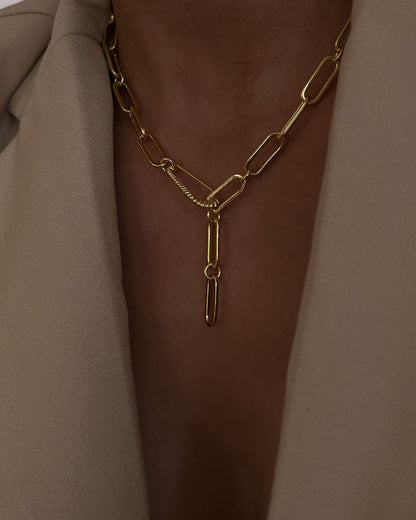 LUVAJ THE FRANCOIS SAFETY PIN NECKLACE- GOLD