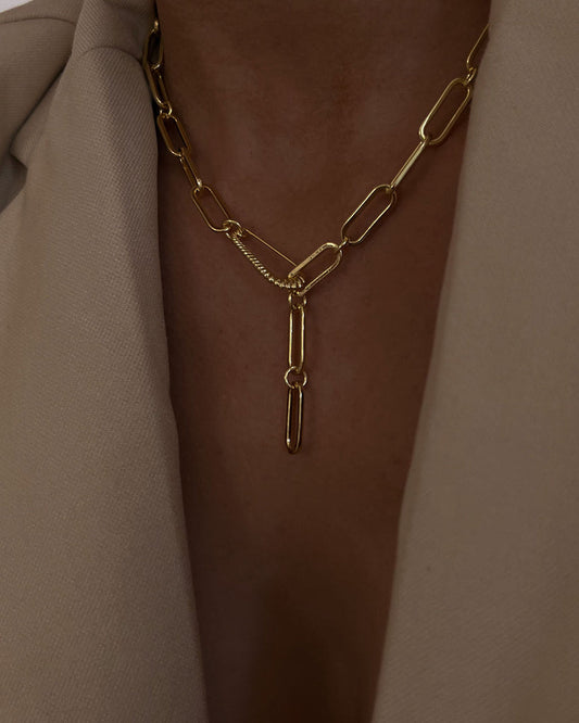 LUVAJ THE FRANCOIS SAFETY PIN NECKLACE- GOLD