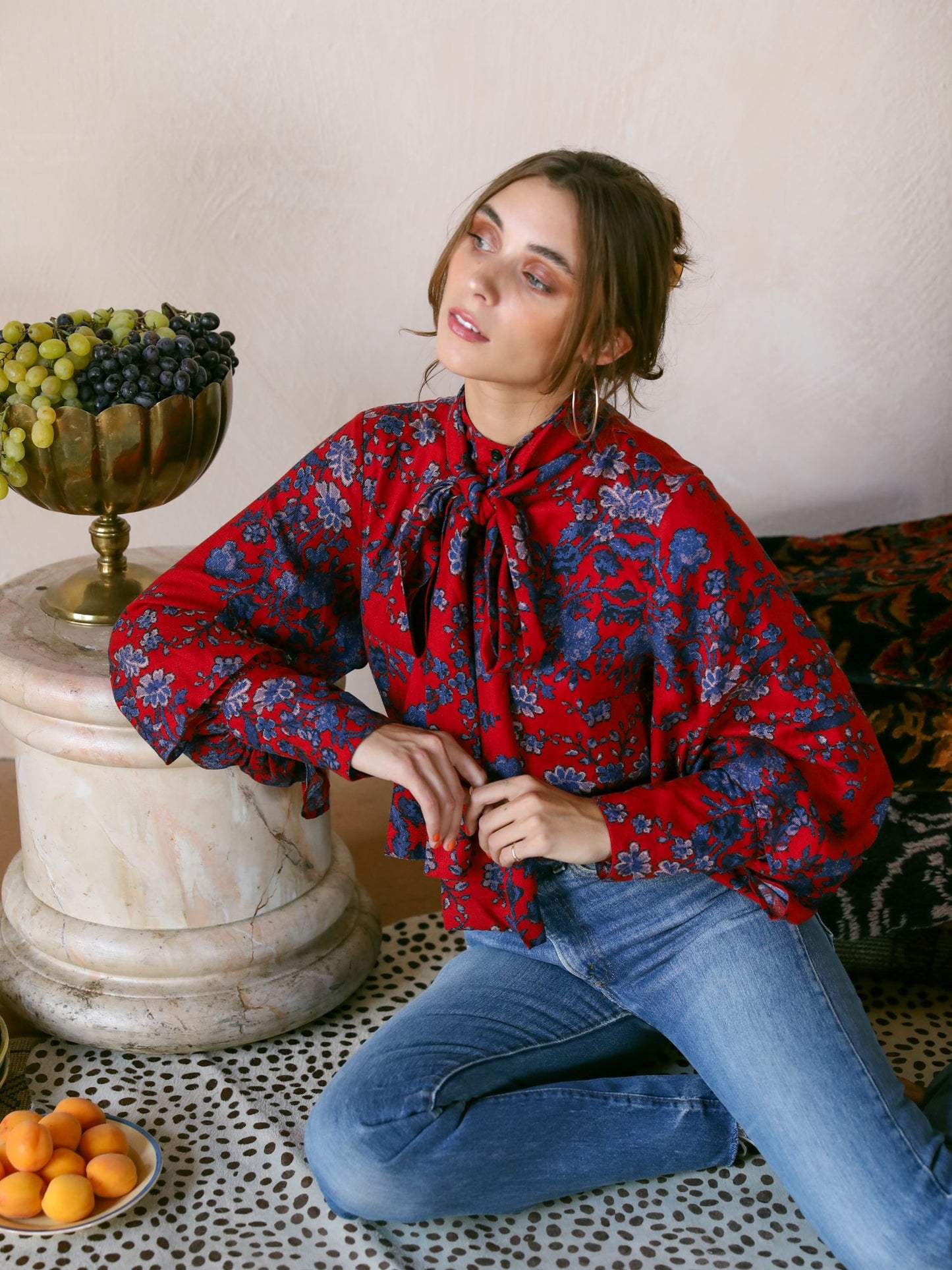 GIGI TOP IN RED BLOOM