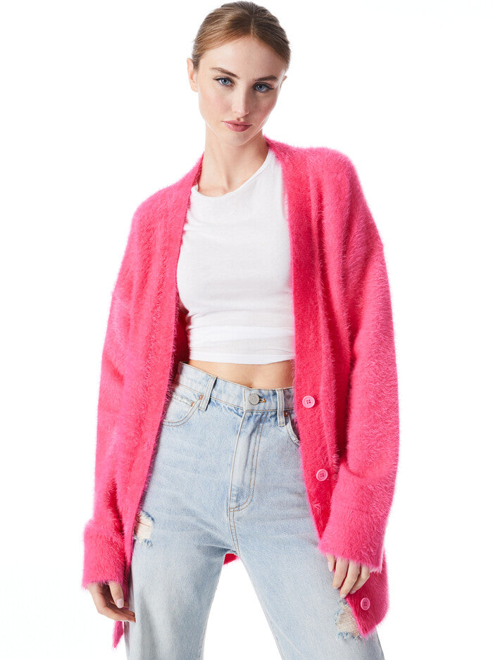 Alice & Olivia Barry Oversized V Neck Cardigan
