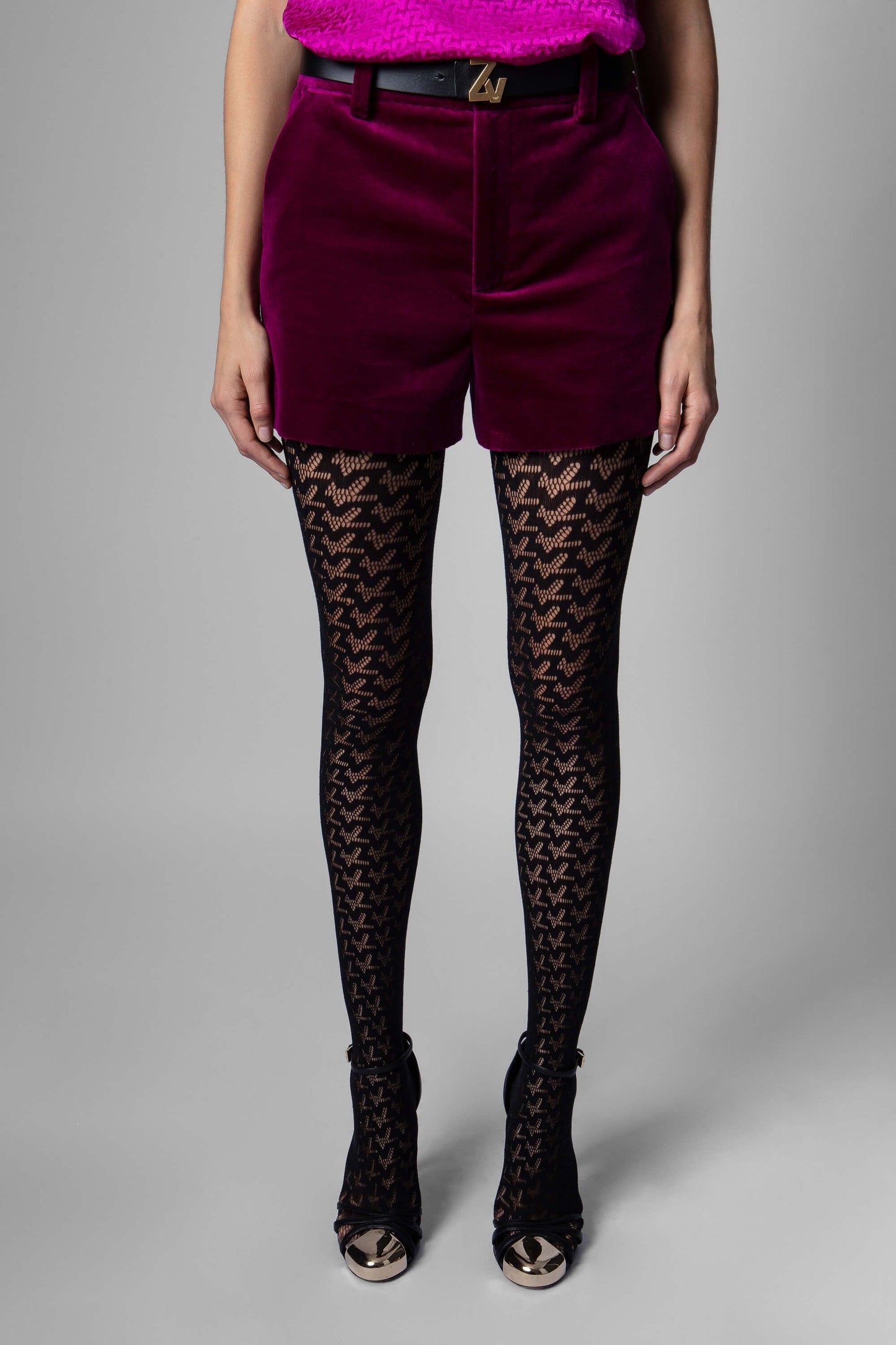 Zadig & Voltaire Pink Velvet Shorts