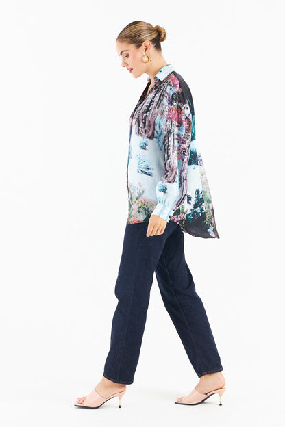 Chance Satin Oversized Multi Shirt