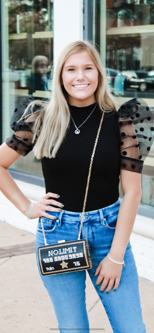 POLKA DOT BLACK BODYSUIT