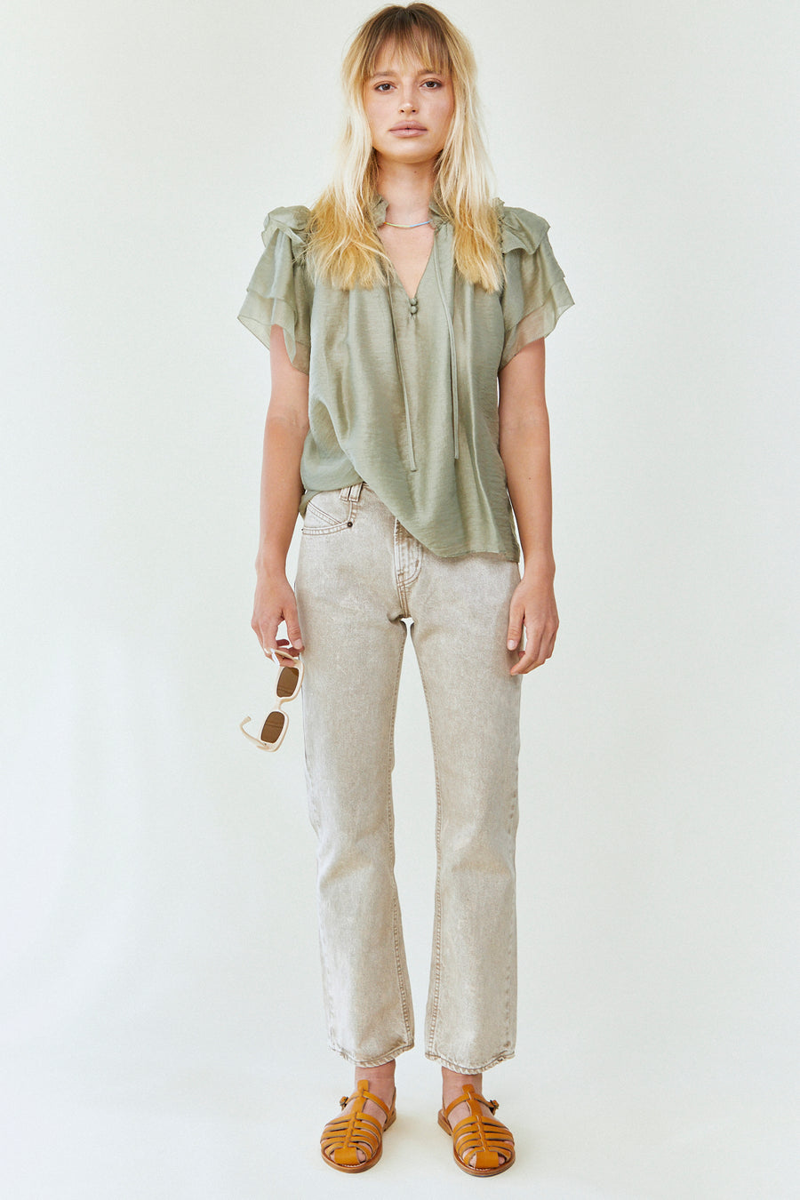 HUNTER BELL MILLIE TOP - KHAKI GREEN