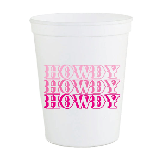 Pink Howdy Ombre Rodeo Western Stadium Cups - set 0f 6
