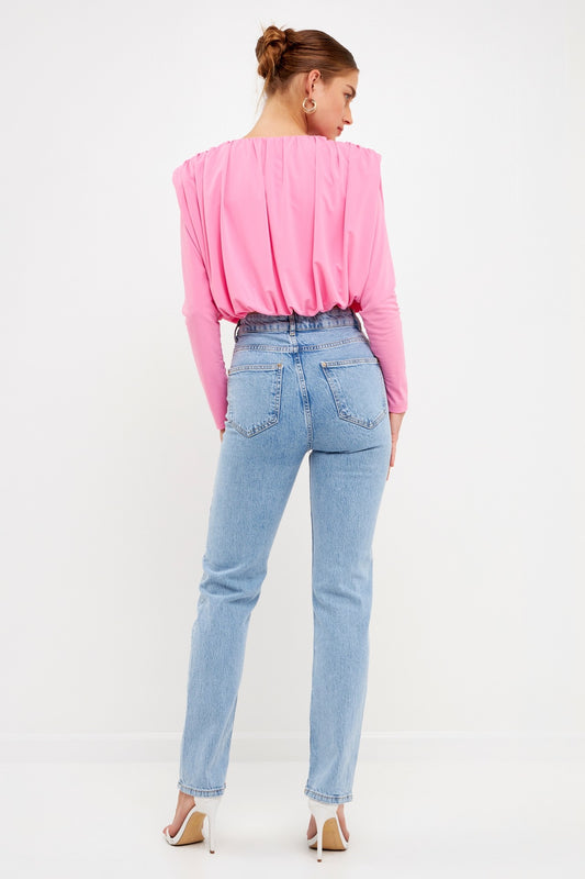 Pink Shoulder Pad Top