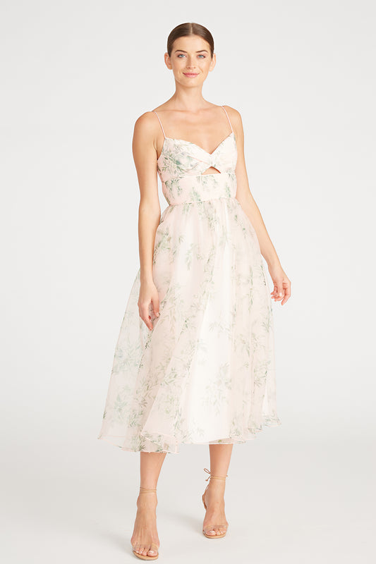 Monique Lhuillier Sleeveless Organza Midi - Cherry Blossom Pink