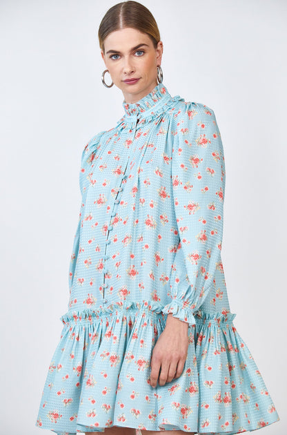 Hunter Bell Blakely Dress - Blue Ikat Flower