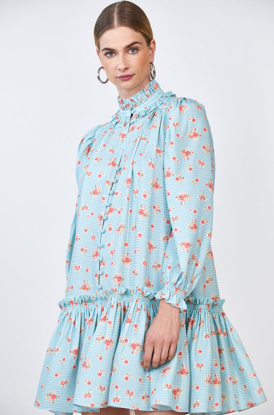 Hunter Bell Blakely Dress - Blue Ikat Flower