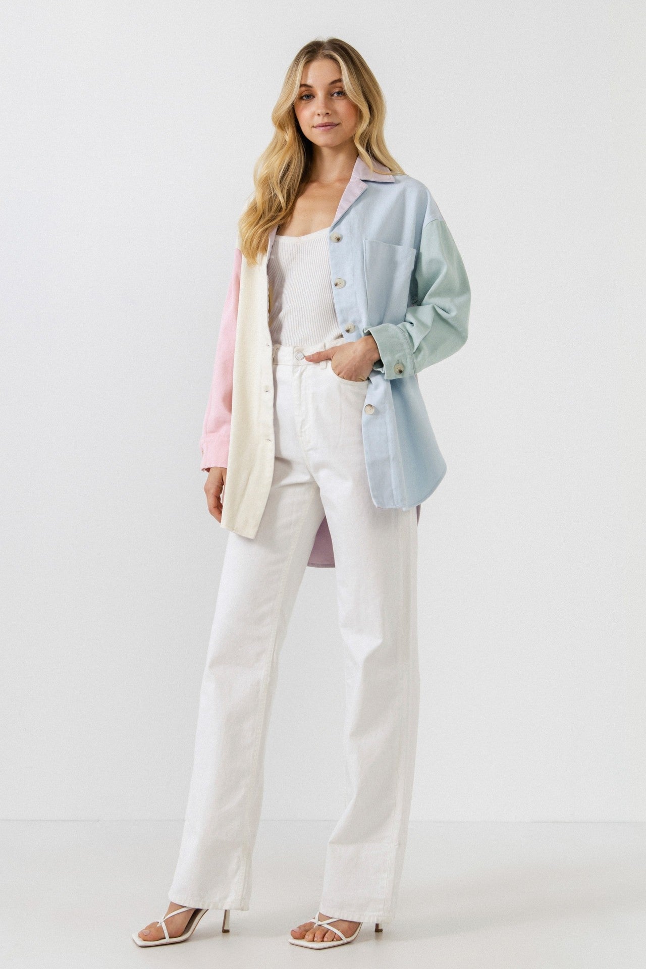 Oversized Colorblock Shirt Jacket
