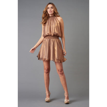 GOLD FOIL CHIFFON DRESS