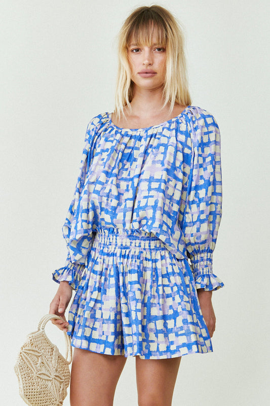 HUNTER BELL LUCIA TOP - BLUE COBBLESTONE