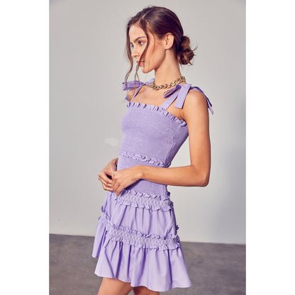 Lavender Smocked Tiered Dress