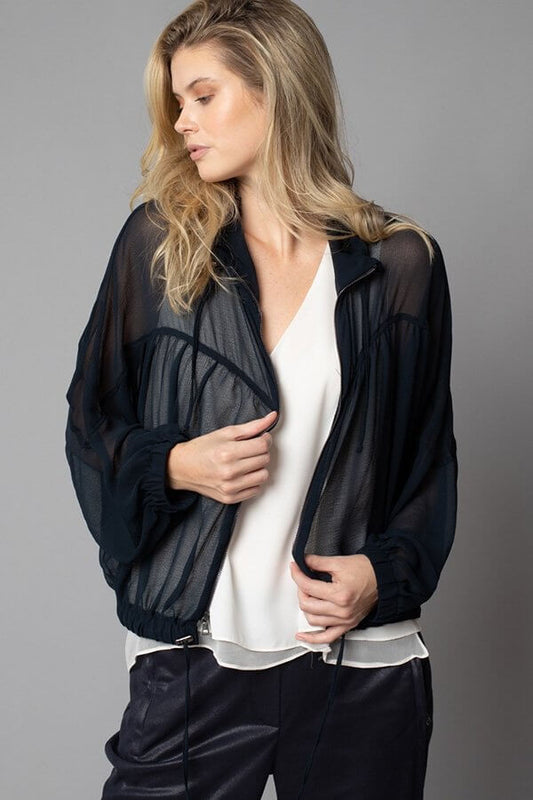 Hammered Chiffon Bomber