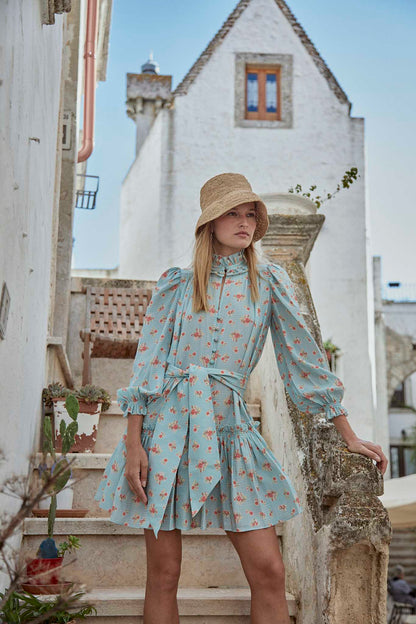 Hunter Bell Blakely Dress - Blue Ikat Flower