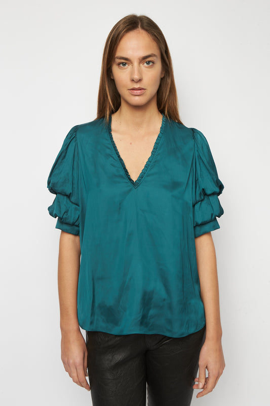 Zadig & Voltaire Satin Top - Peacock