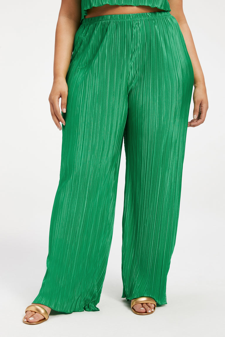 GOOD AMERICAN ALWAYS FITS PLISSE WIDE LEG PANT