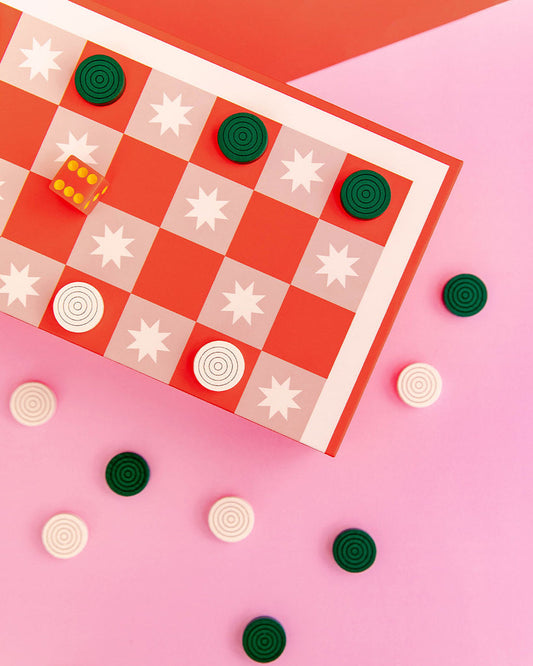 GAME NIGHT! 2-IN-1 CHECKERS & BACKGAMMON BOARD