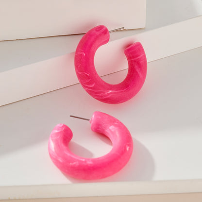 Chunky Pink Hoop Earrings