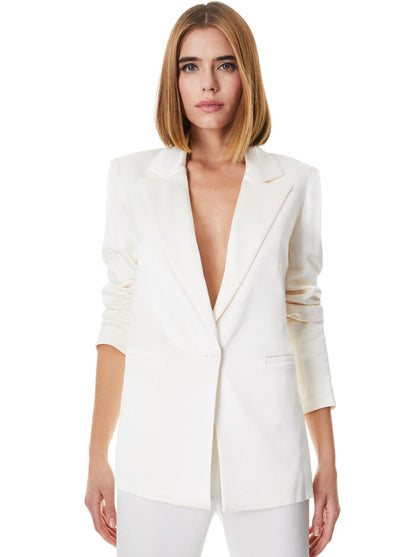 Alice & Olivia Denny Notch Collar Boyfriend Blazer - Ecru